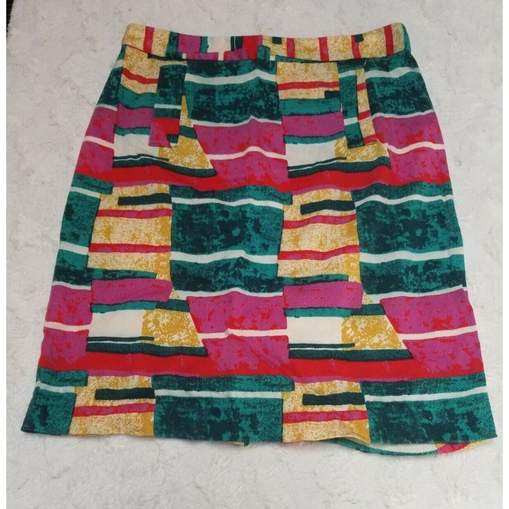 Dolce Vita Womens Pencil Cut Skirt Sz 12 Back Zipper Geo-Color Block Multicolor
